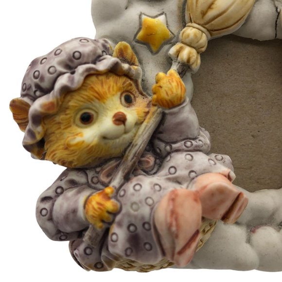 Vtg Sansco 3D Musical Photo Frame Kitty Anthropomorphic Moon Its A Small World - Picture 3 of 10